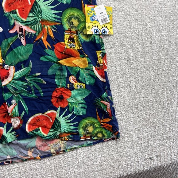 Spongebob SquarePants Hawaiian Fruits Funky Floral AOP Shirt MenSz M Button Up - Picture 5 of 9